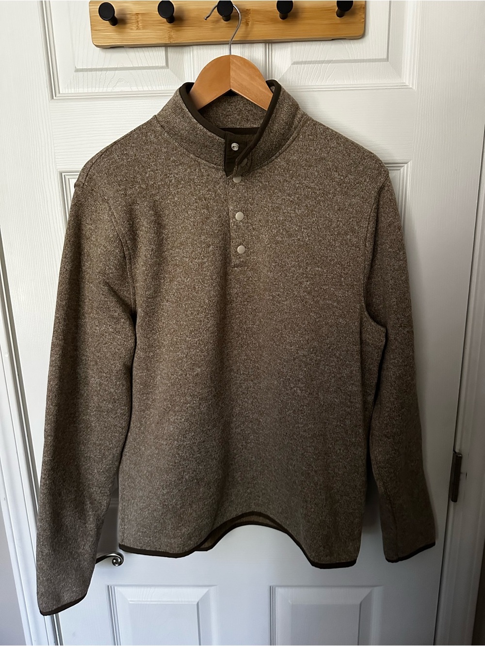 J. Crew Men's Brown Zip-Front Quarter-Snap Sweater